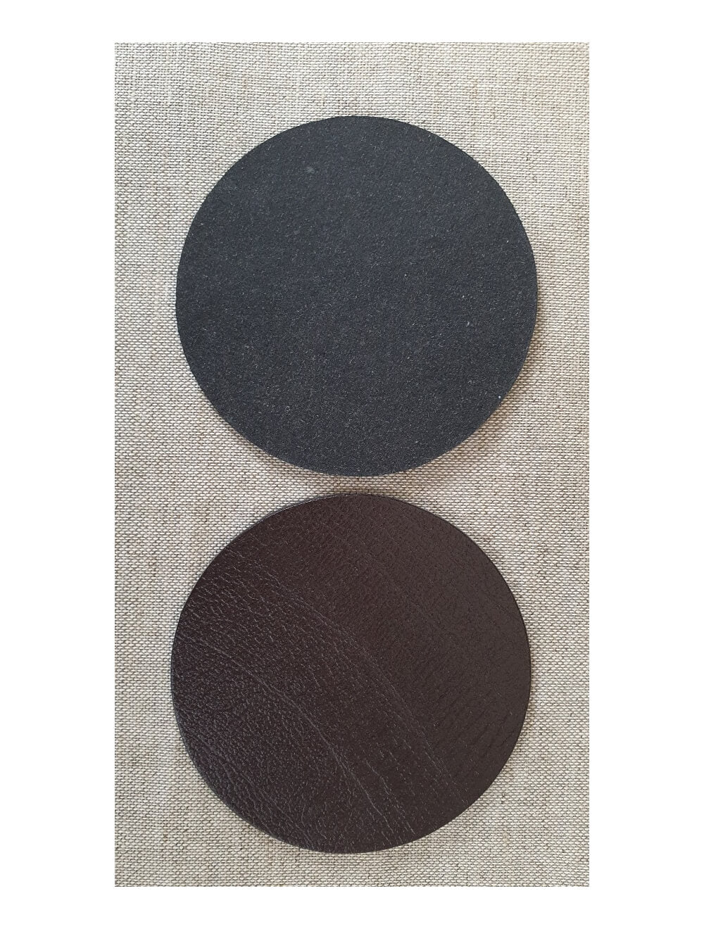 Brown Bonded Leather Coaster 10cm round (Sale Item)