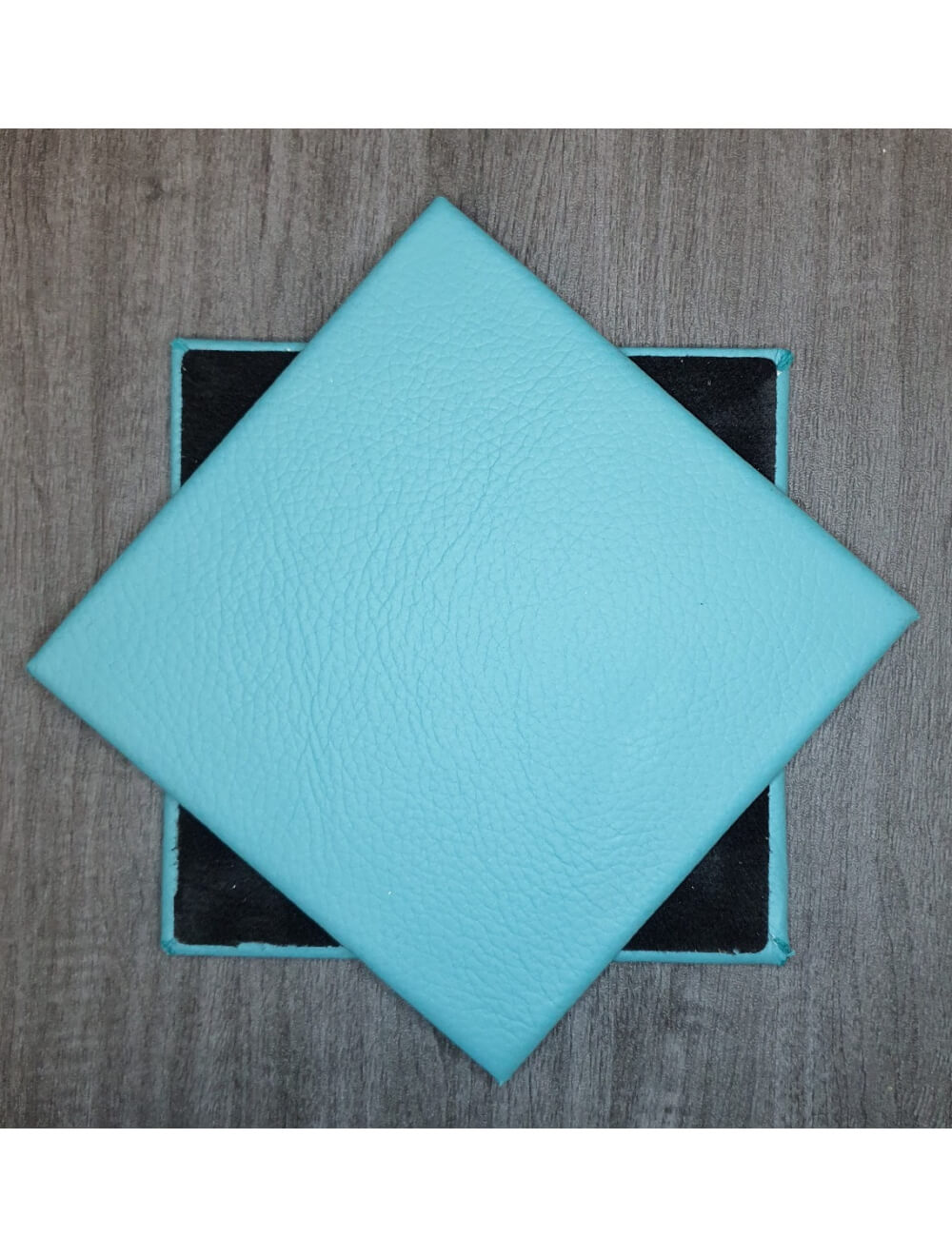 Dark Teal Shelly Leather Coaster- 10cm Sq (sale item)