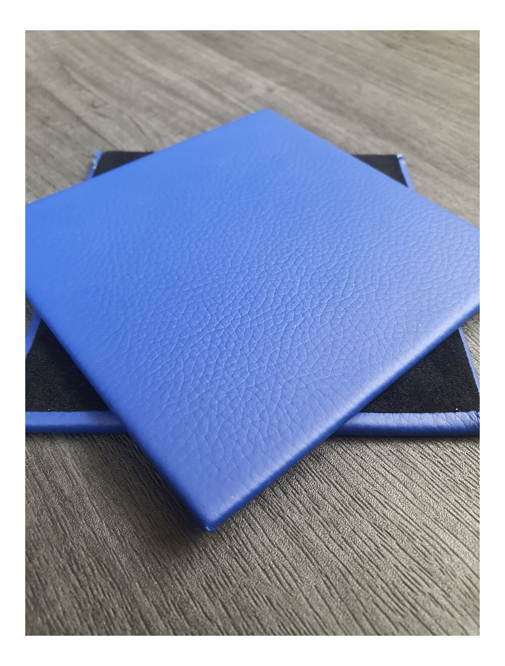 Deep Ultramarine Shelly Leather Coaster- 10cm Sq (sale item)