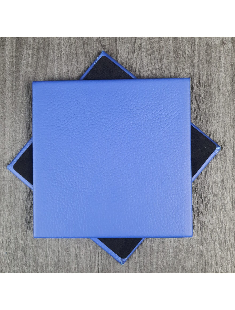 Deep Ultramarine Shelly Leather Coaster- 10cm Sq (sale item)