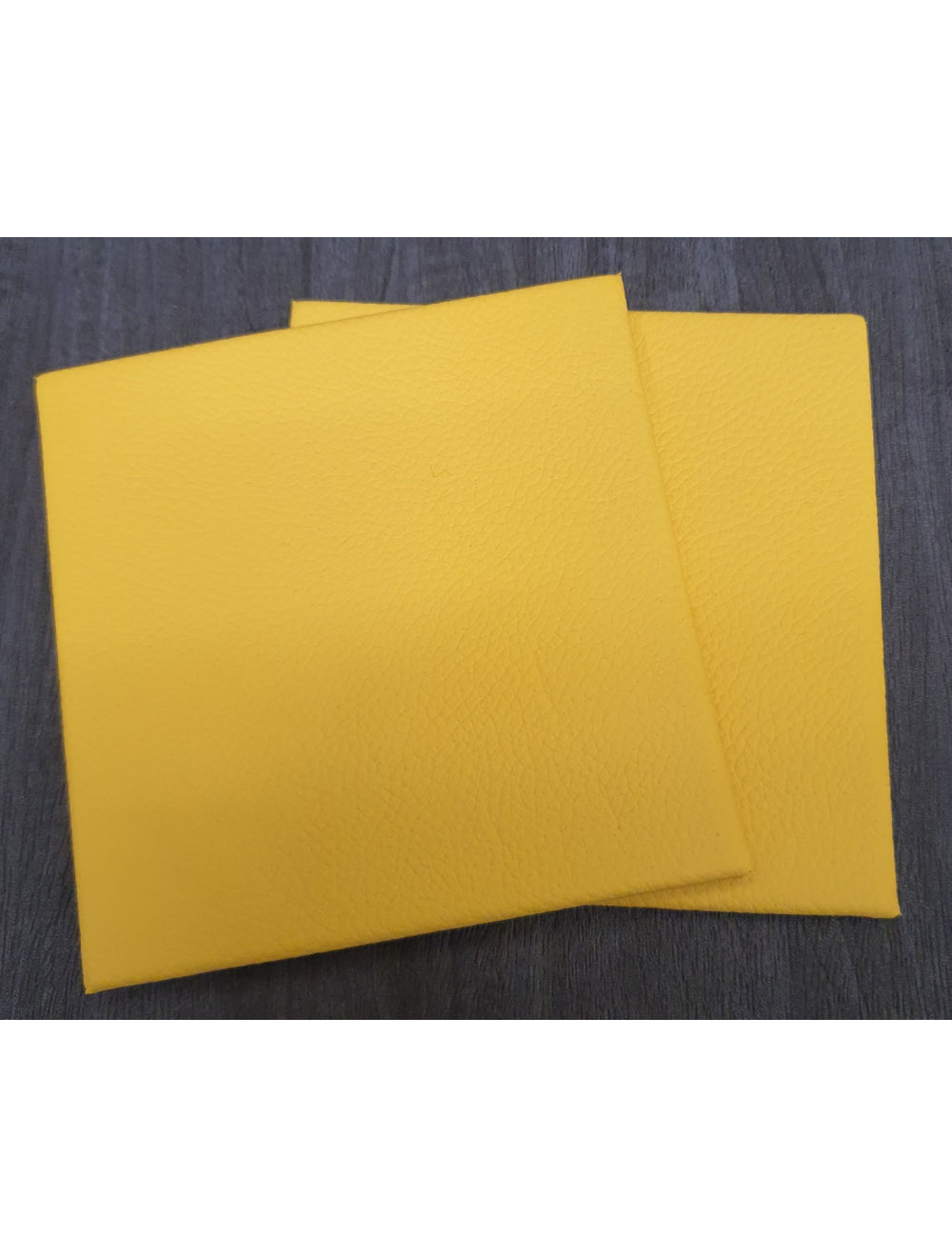 Yellow Shelly Leather Coaster- 10cm Sq (sale item)