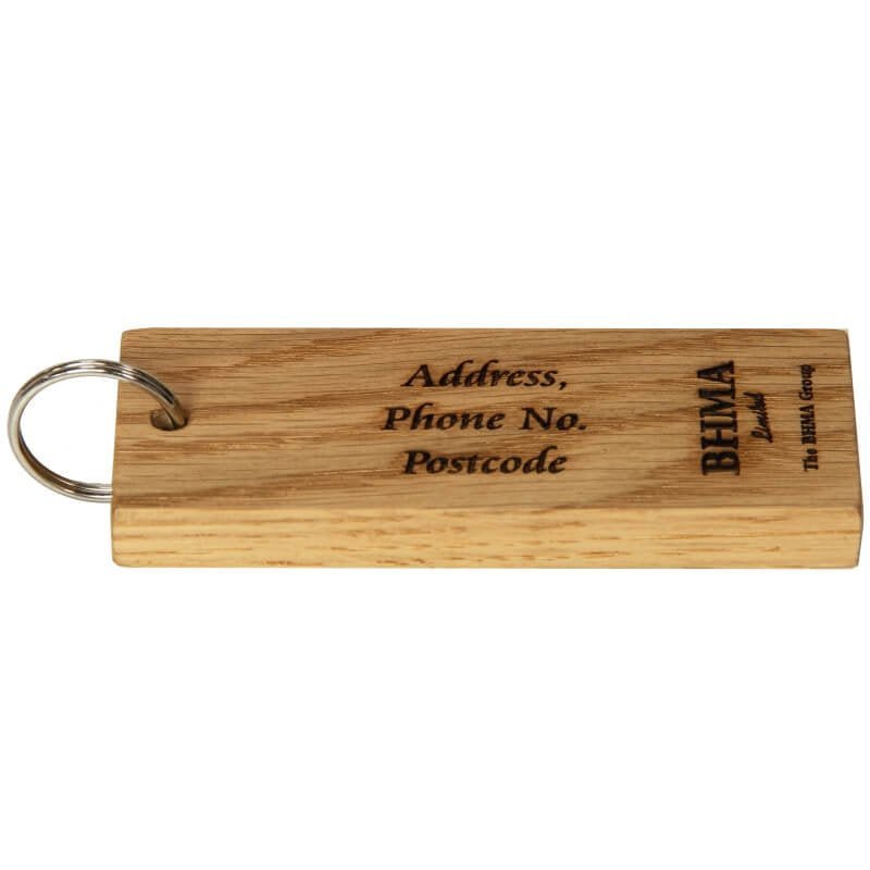 Key Fobs - Engraved Solid Oak - bhma