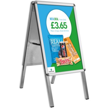 Snap Frame A-board Pavement Sign - Silver Aluminium (light) - Worldwide Menus